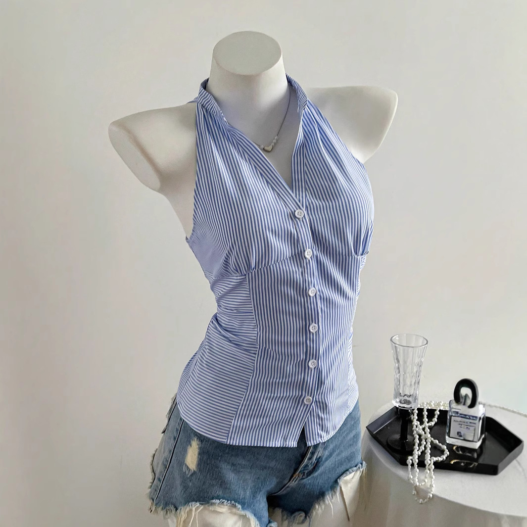 Niebiesko-biała koszulka bez r – Sleeveless Undershirt recenzja i cena